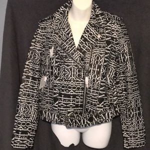 NWT Michael Kors leather black & White jacket